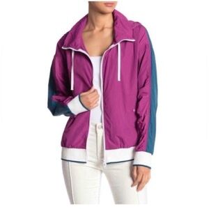 Free People Hooded Windbreaker Jacket Small Berry Teal‎